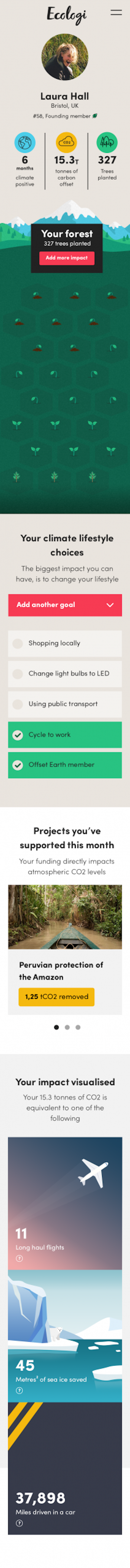 Example of a Ecologi profile