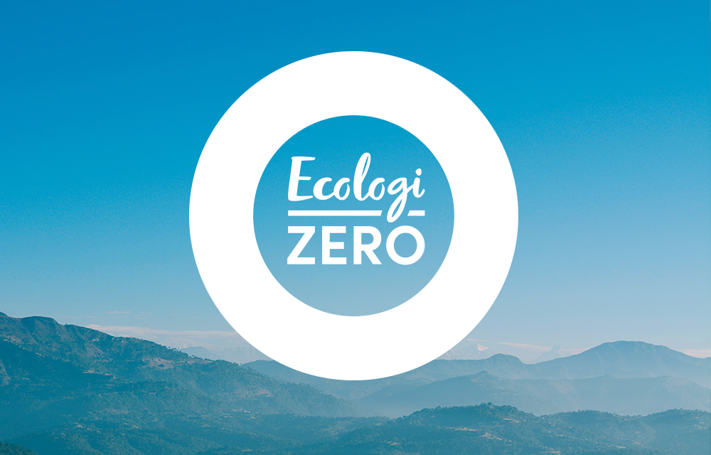 Ecologi Zero Logo on a mountain scene